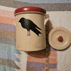 Black Crow Pot/utensil Holder Crow Collection Pottery
